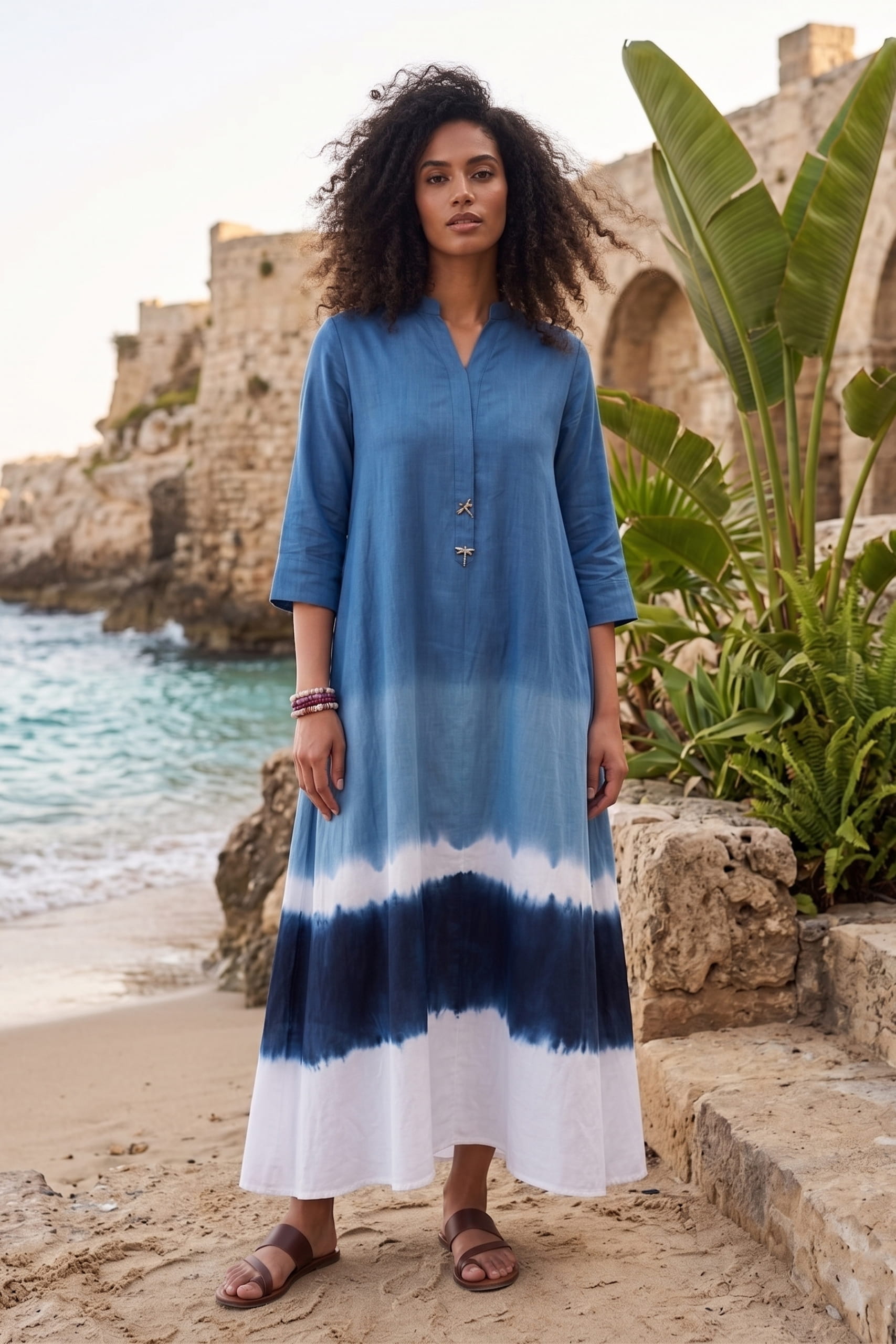 Ocean Dip Linen Dress