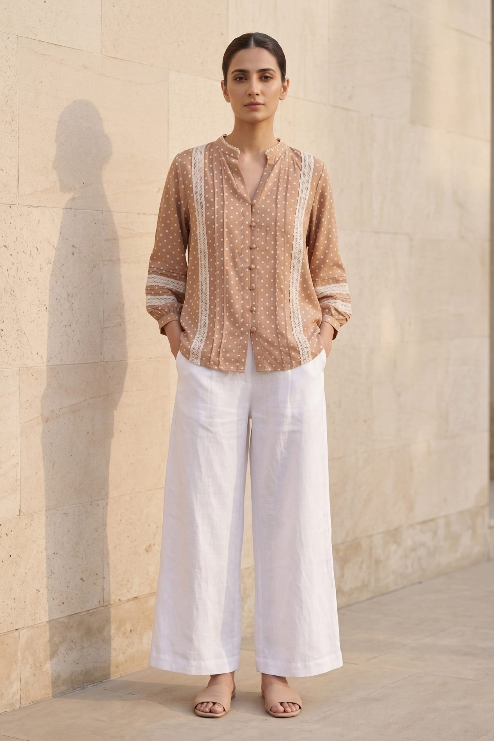 Latte Polka Lace Top