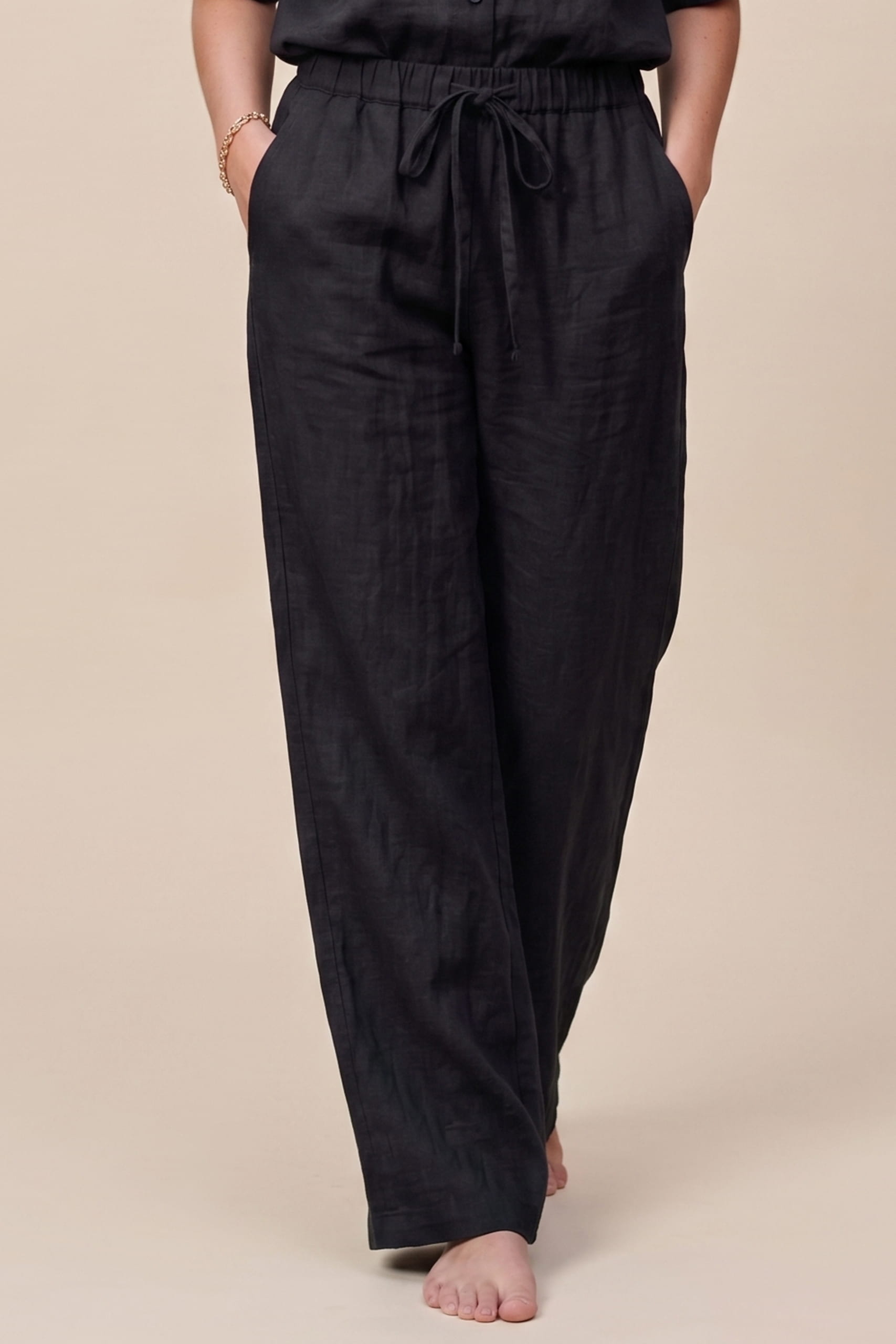 Black Linen Lounge Pants