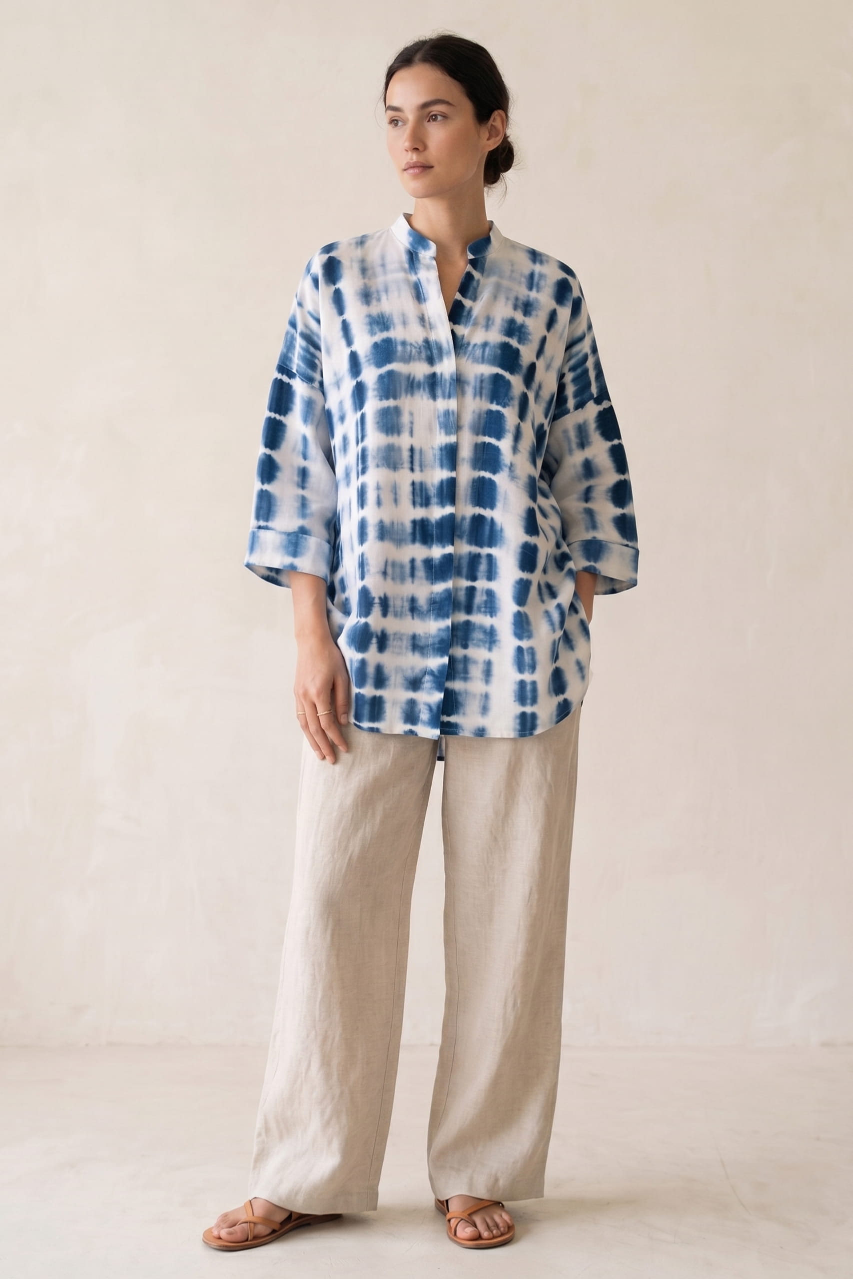 Indigo Drift Hand-Dyed High-Low Shirt