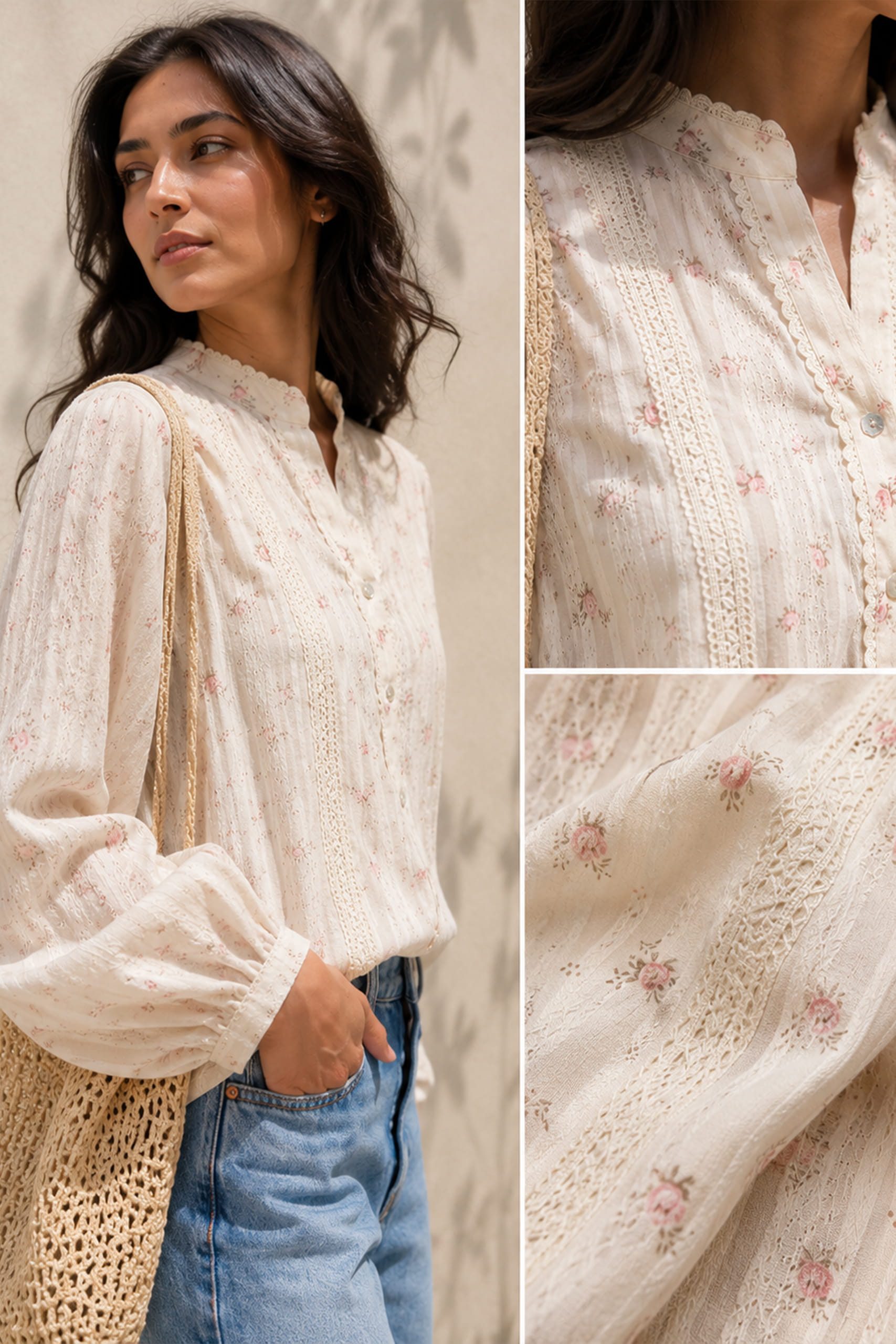 Vintage Rose Lace Blouse - Image 3