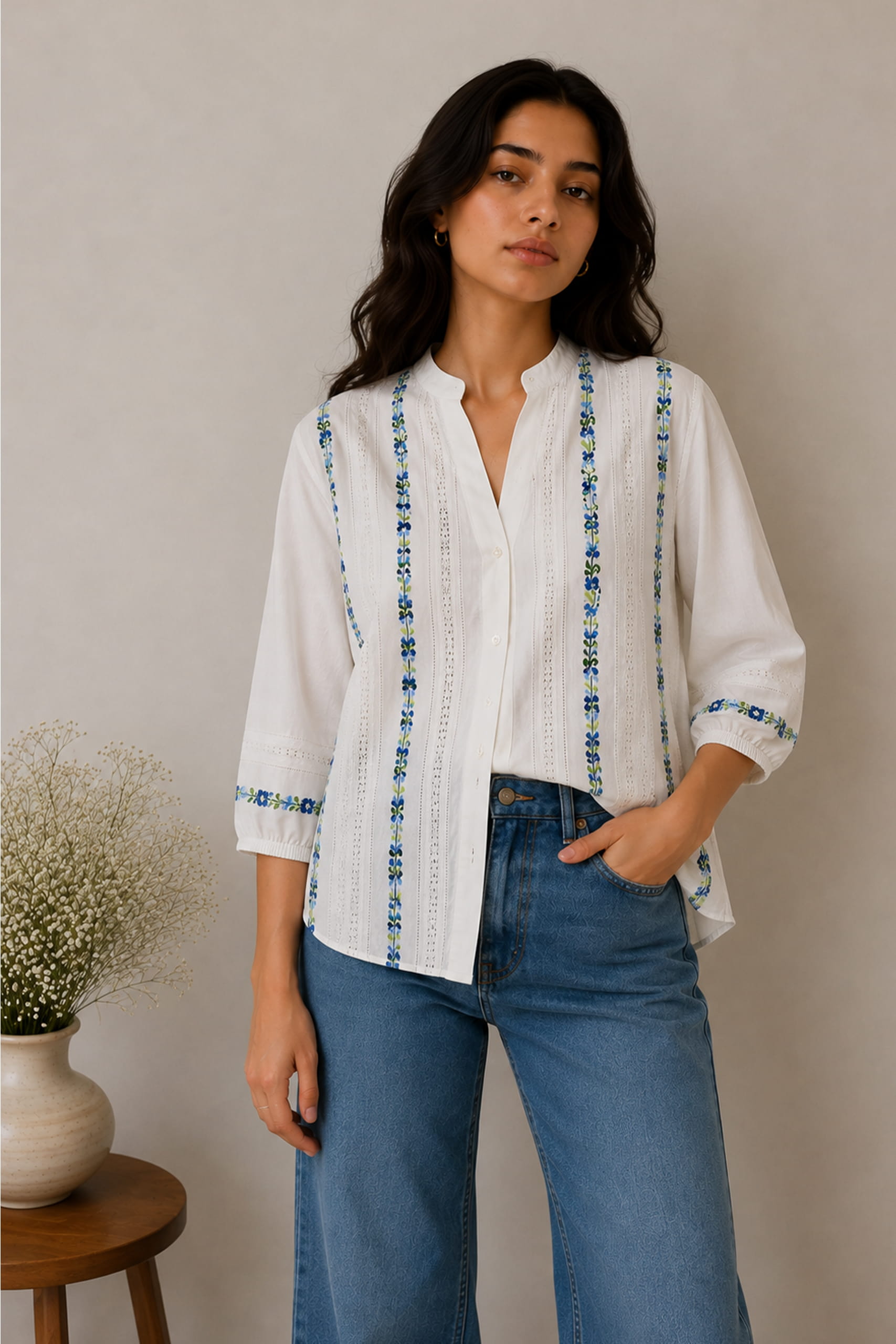Bluebell Hand Embroidered Top