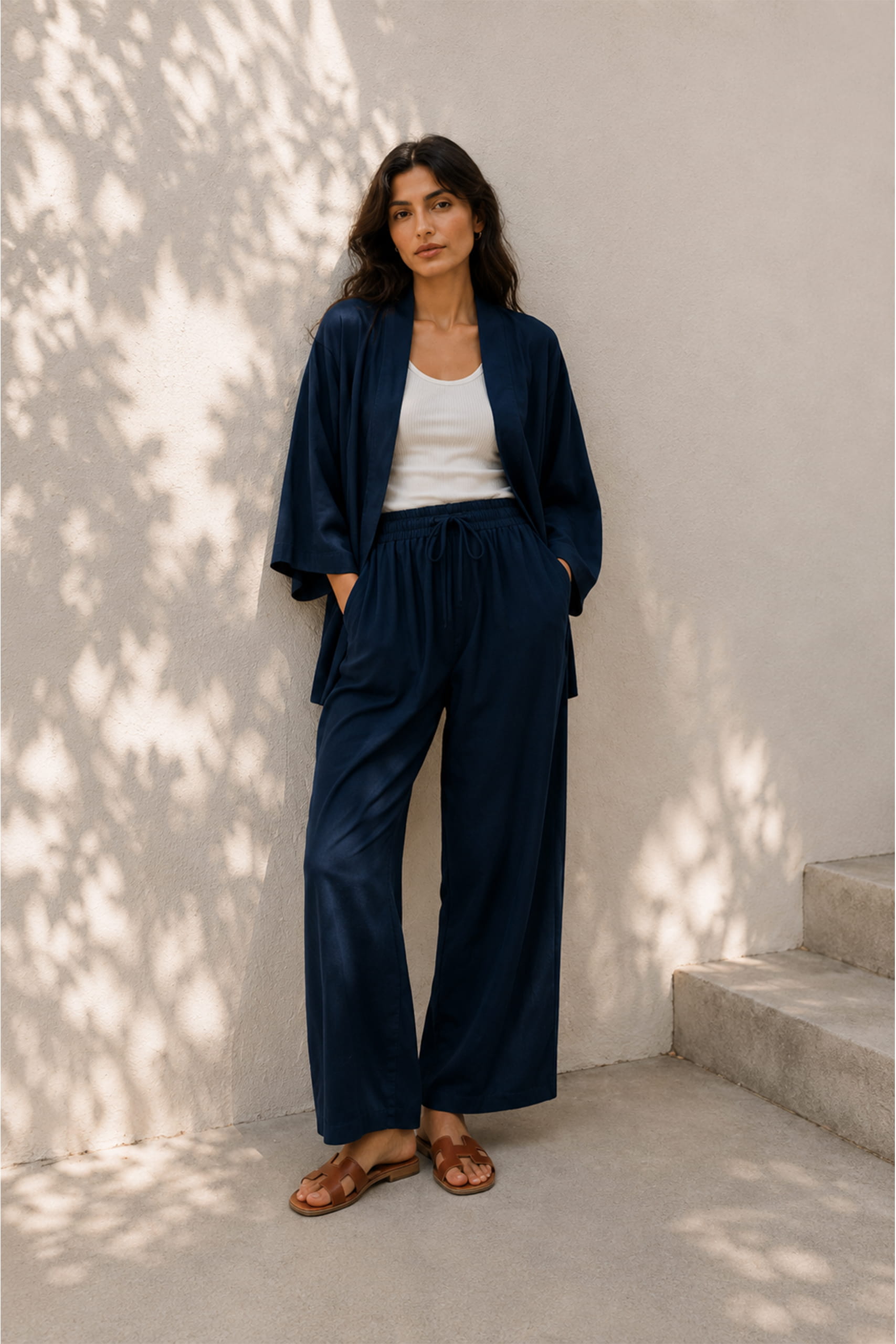 Navy Serenity Kimono Co-ord Set