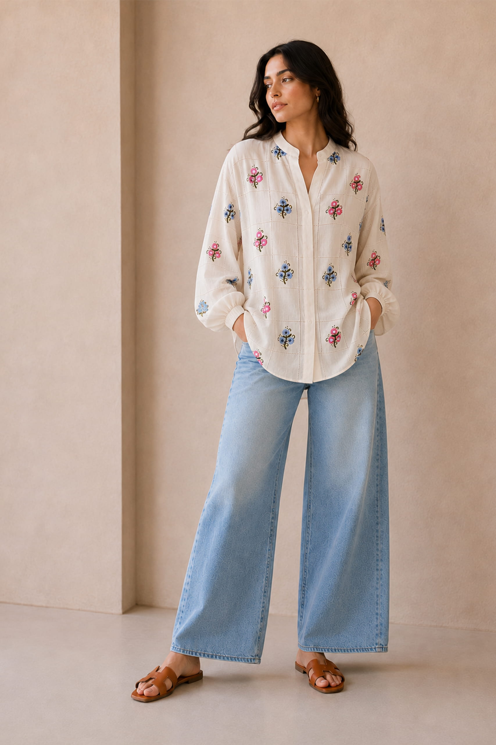 Roselle Hand-Embroidered Top