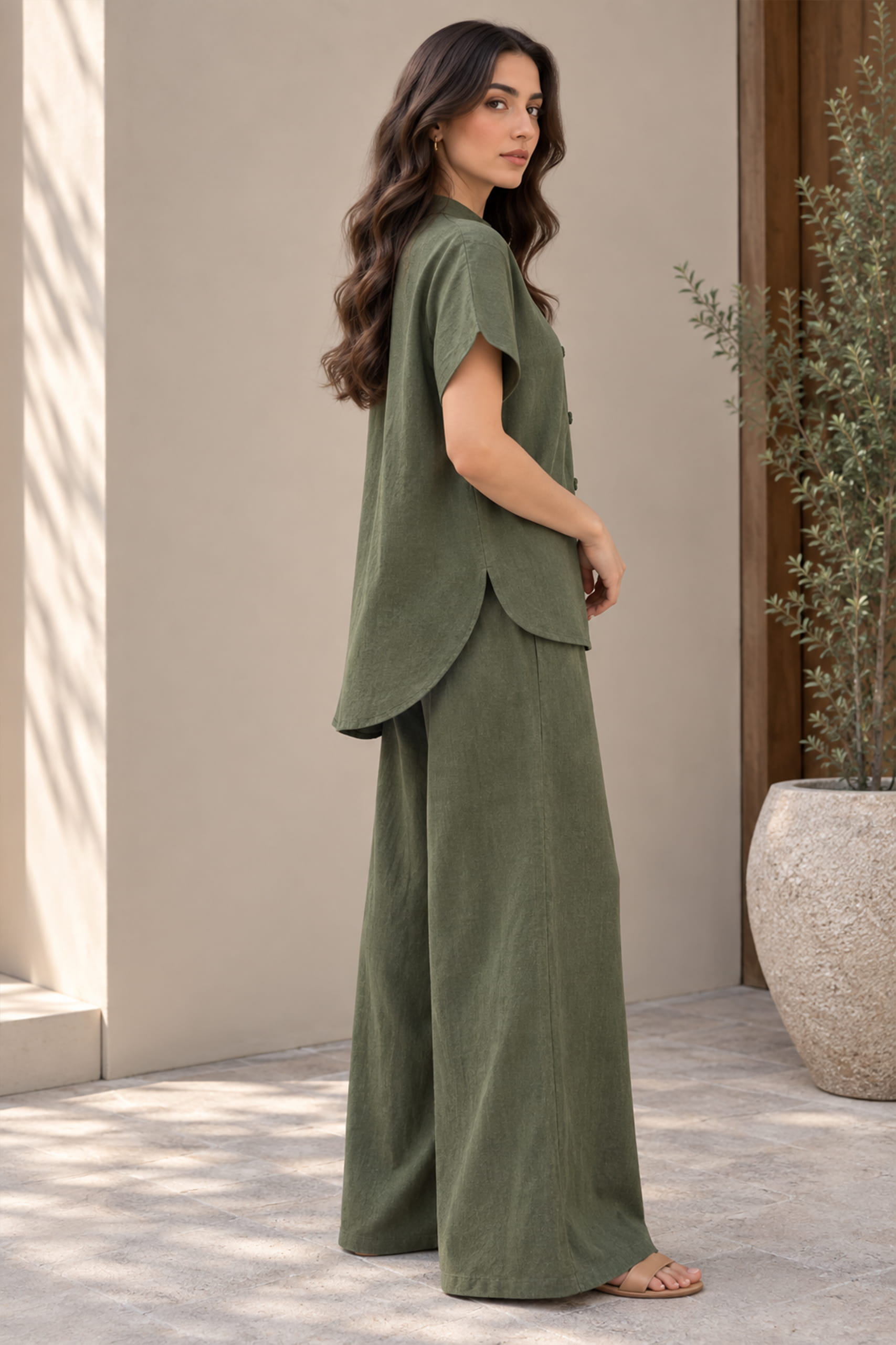 Olive Mandarin Tunic Set - Image 3