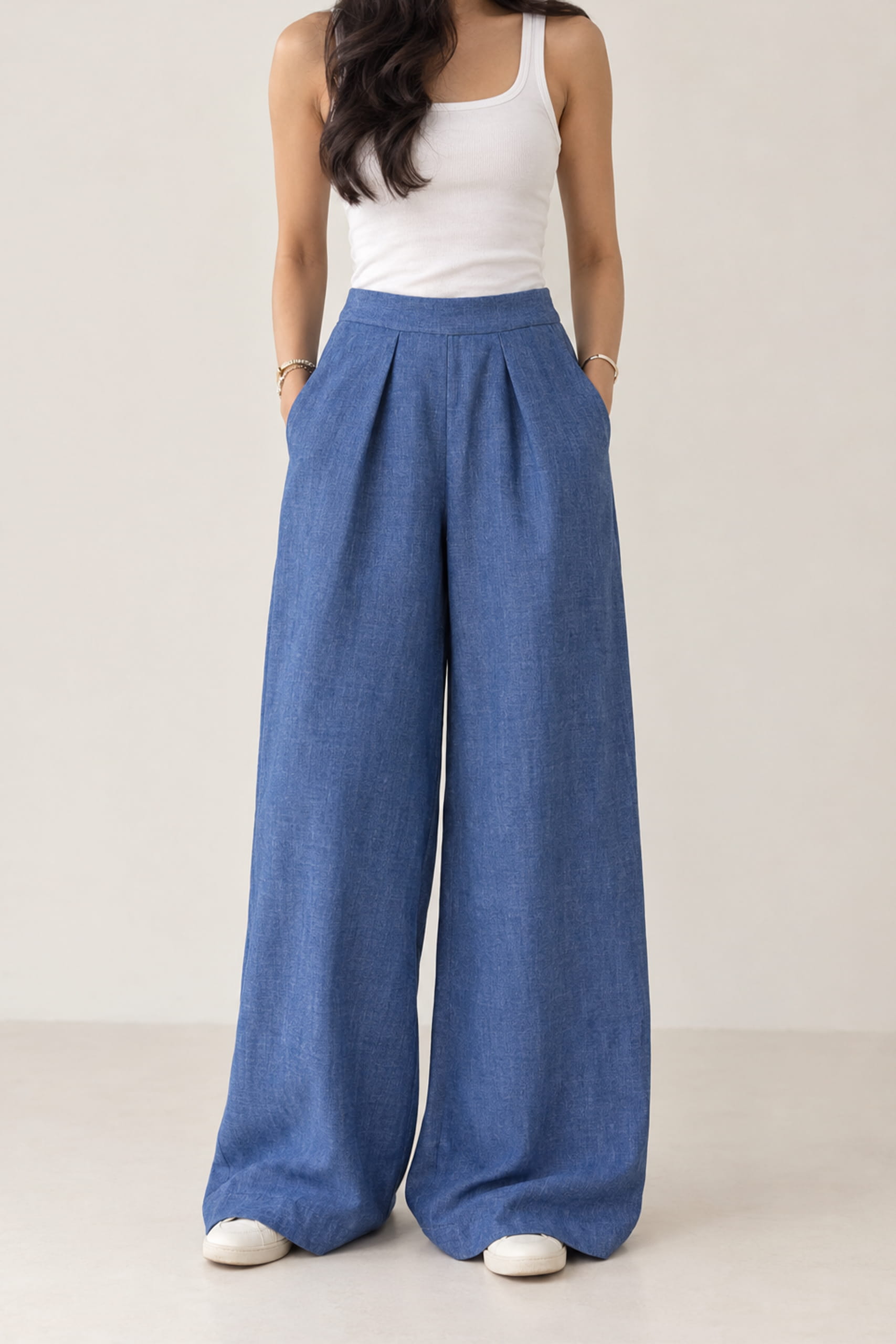 Washed Blue Wide Leg Pants - Image 2