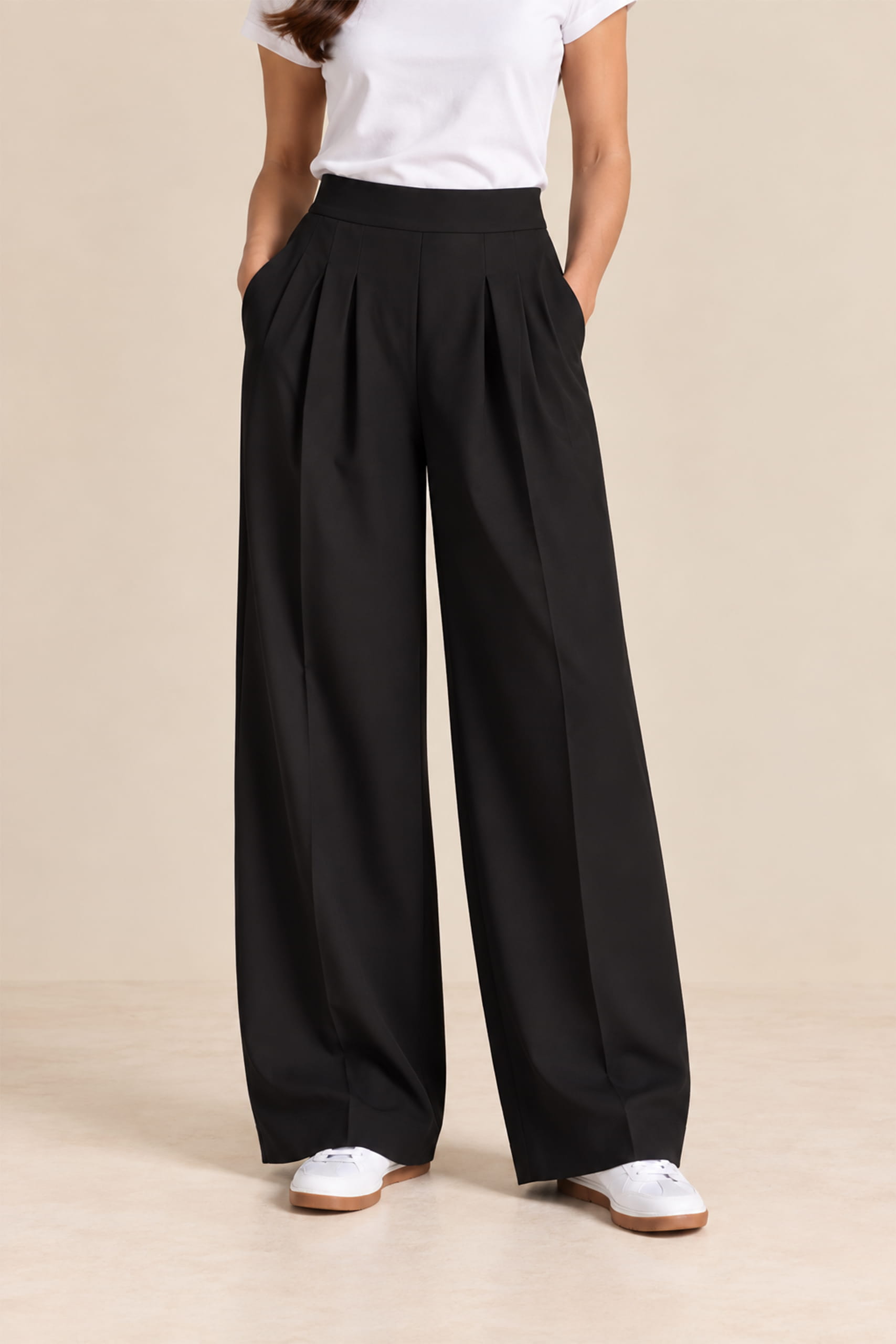 Noir Pleated Tapered Trousers