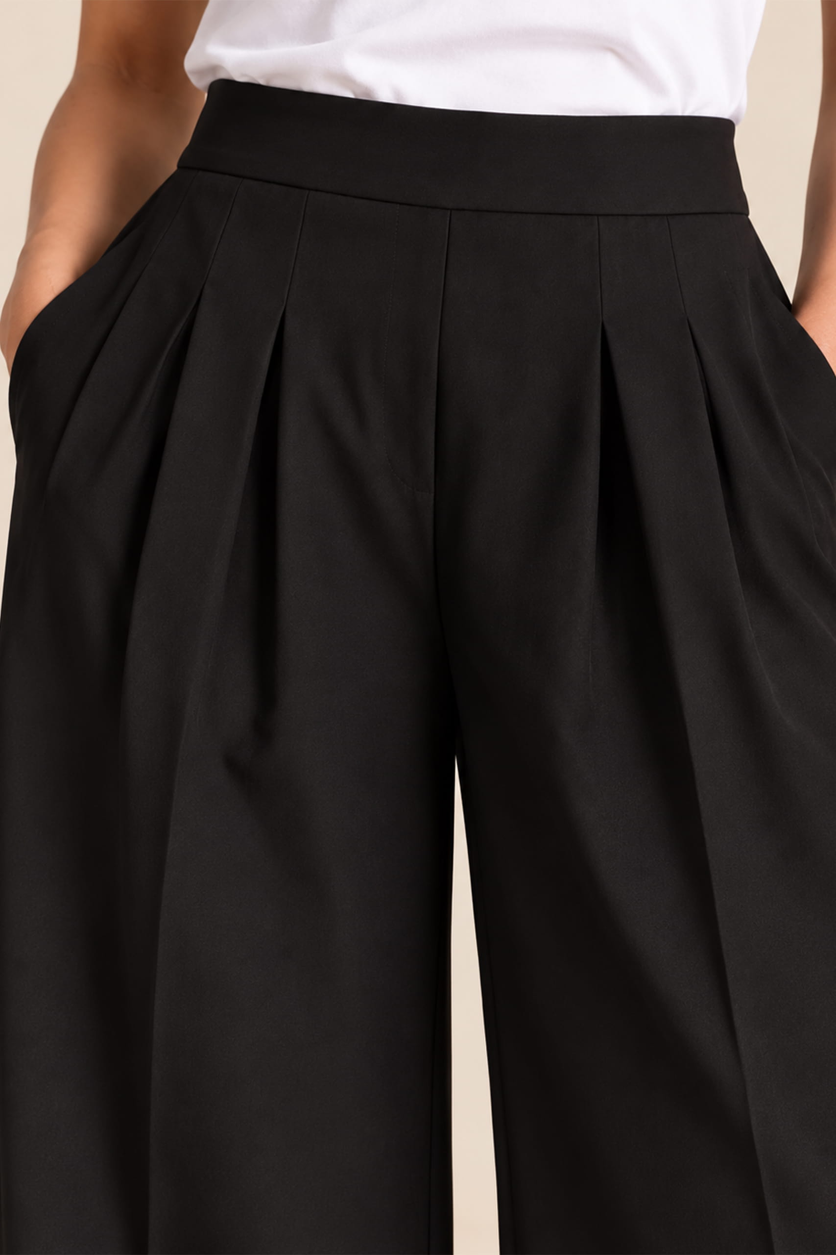 Noir Pleated Tapered Trousers - Image 3