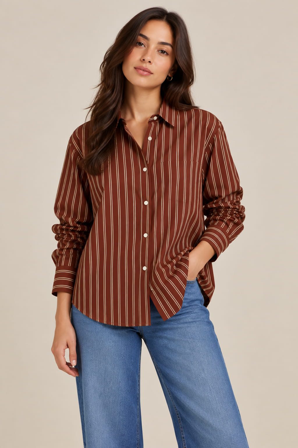 Chestnut Pinstripe Button-Down Shirt