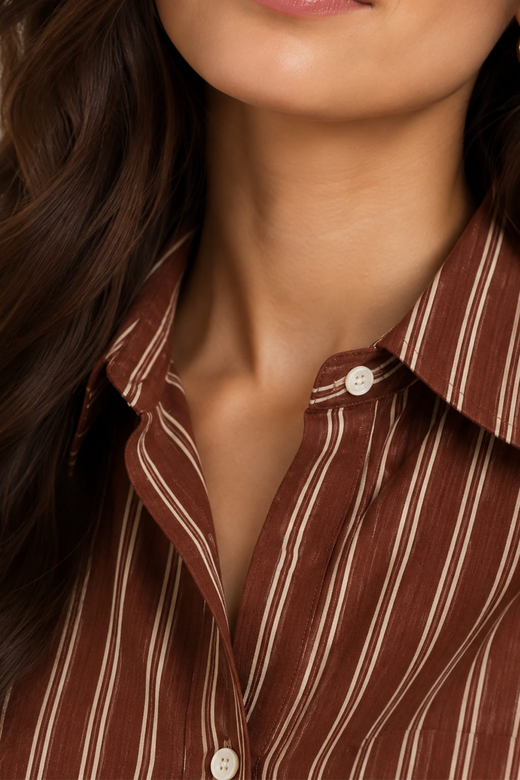 Chestnut Pinstripe Button-Down Shirt - Image 2