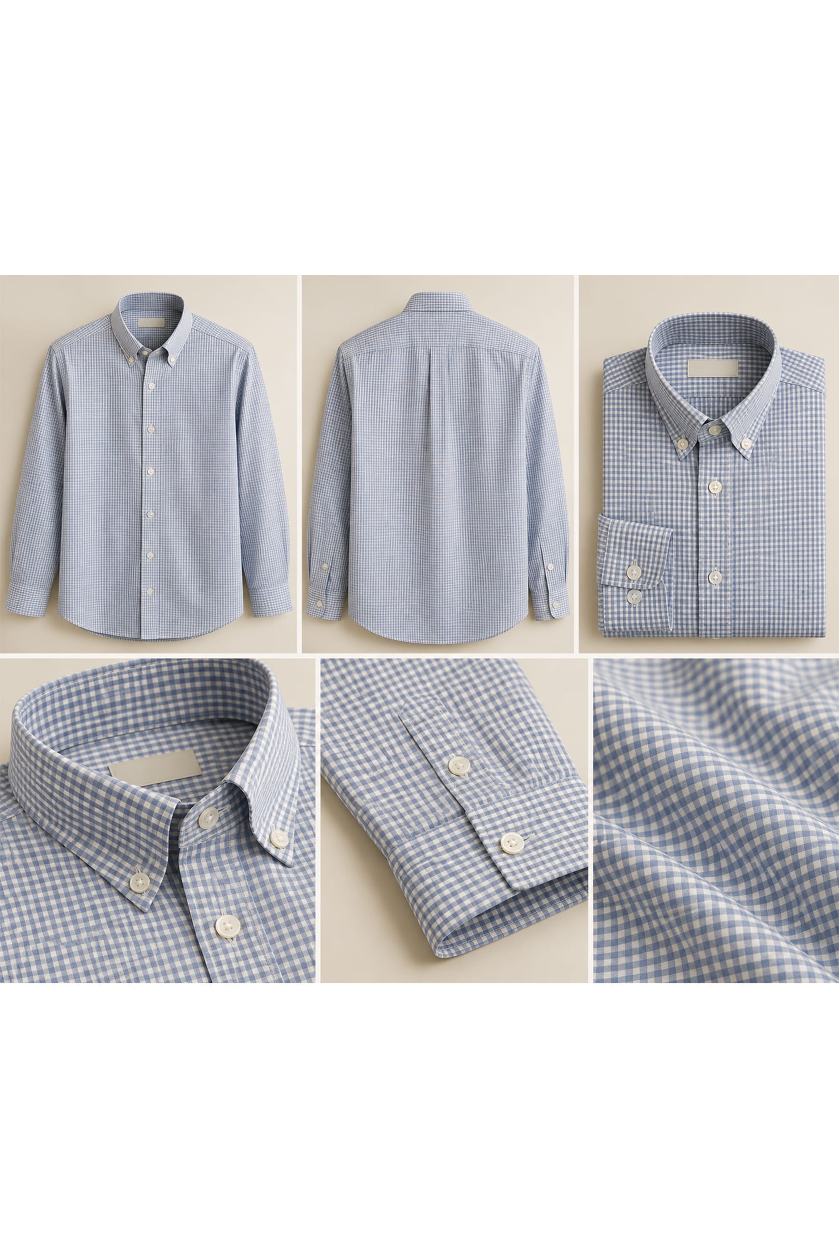 Blue Gingham Button-Down Shirt - Image 3