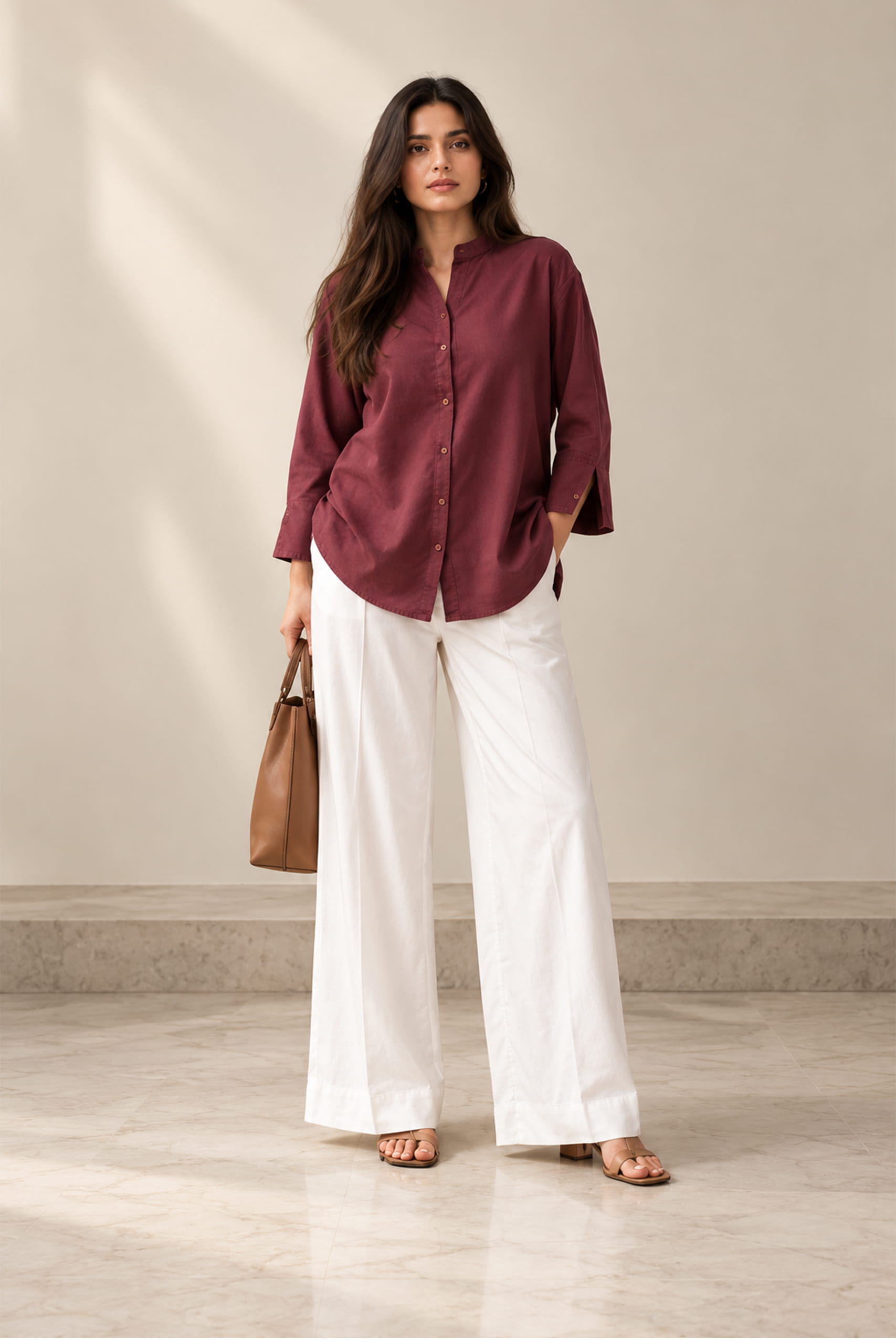 Burgundy Ease-Fit Shirt